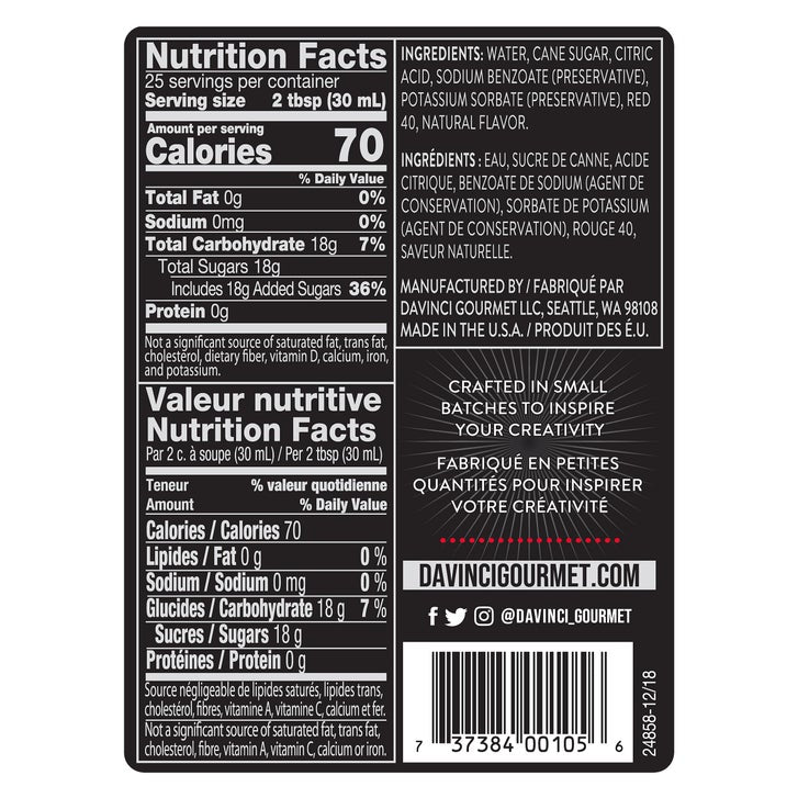 DaVinci Classic Syrup, Strawberry, 25.4 oz