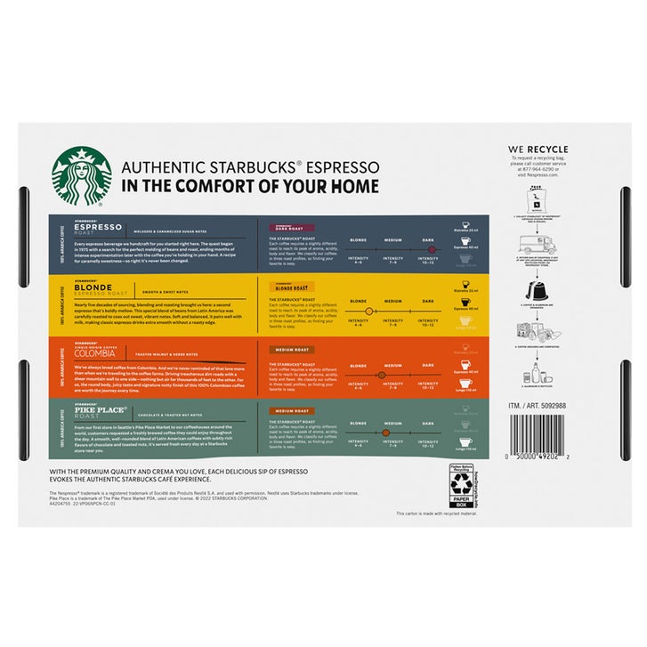 Starbucks by Nespresso Original Line Variety Pack Capsules, 60-count