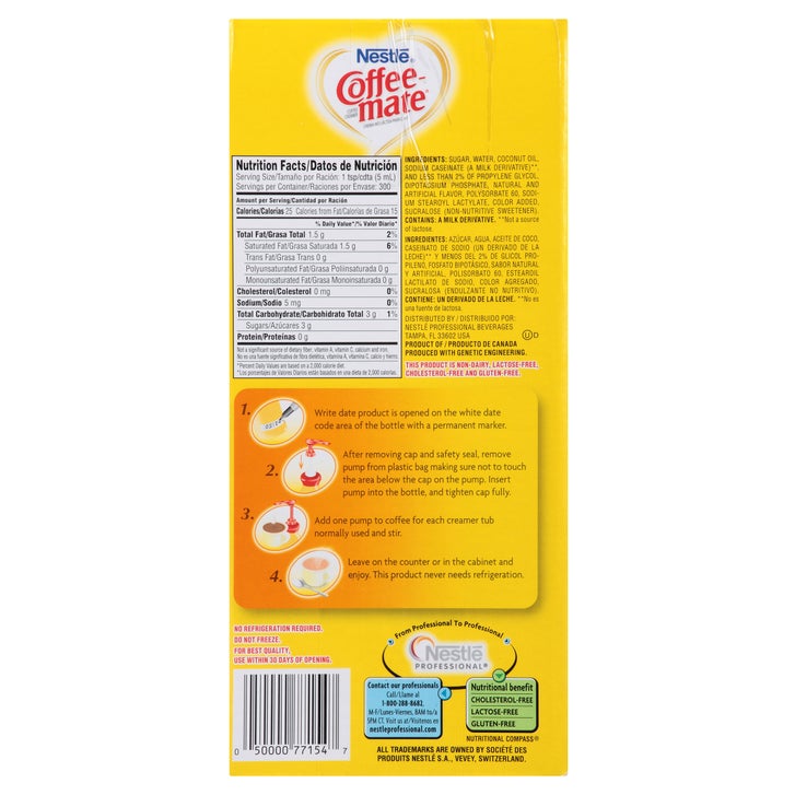 Nestlé Coffee-mate Coffee Creamer, Hazelnut, Pump Bottle, 50.7 fl oz