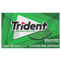 Trident Sugar Free Gum, Spearmint, 14-count, 15-pack