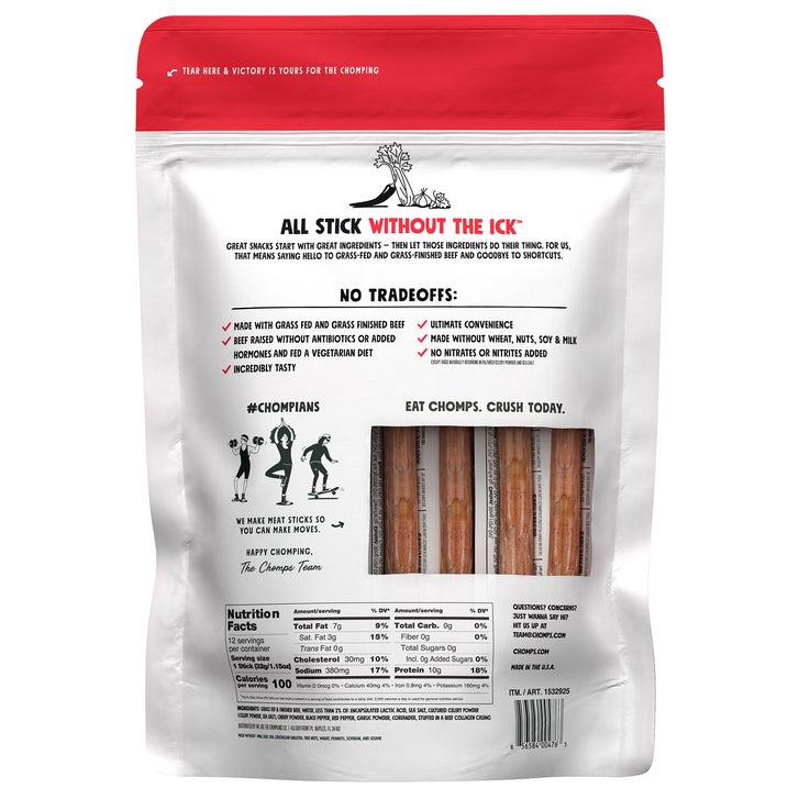 Chomps Original Beef Sticks, Mild, 1.15 oz, 12 ct