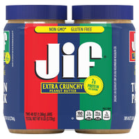 Jif Peanut Butter, Extra Crunchy, 48 oz, 2-Count
