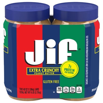 Jif Peanut Butter, Extra Crunchy, 48 oz, 2-Count