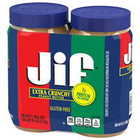 Jif Peanut Butter, Extra Crunchy, 48 oz, 2-Count