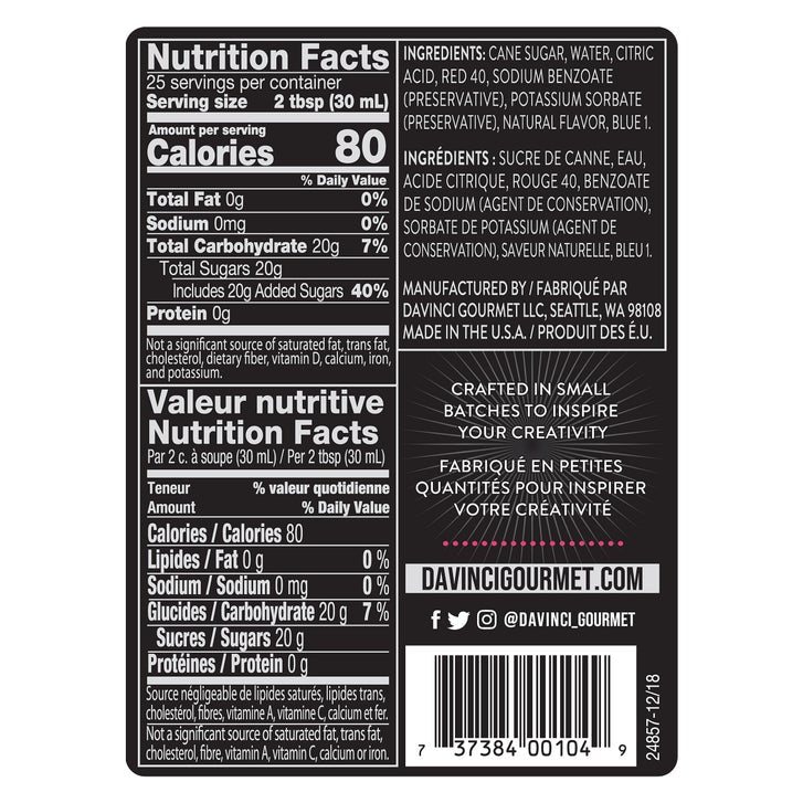 DaVinci Classic Syrup, Raspberry, 25.4 oz