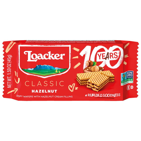 Loacker Classic Crispy Wafers, Hazelnut, 1.59 oz, 12 ct