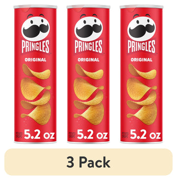 (3 pack) Pringles Original Potato Crisps Chips, Lunch Snacks, 5.2 oz Canister