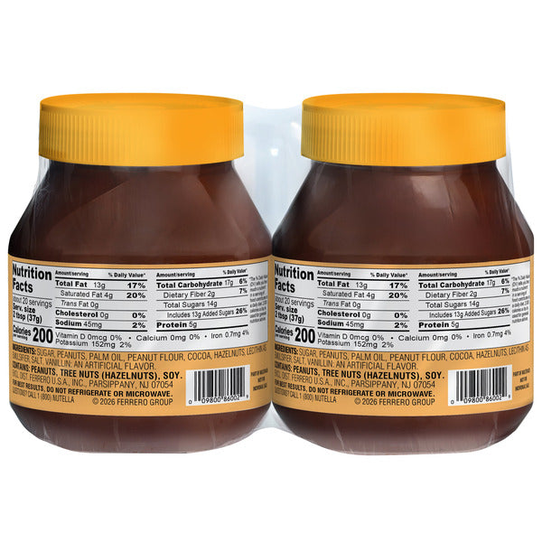 Nutella Peanut Spread with Cocoa, 26.5 oz, 2 ct