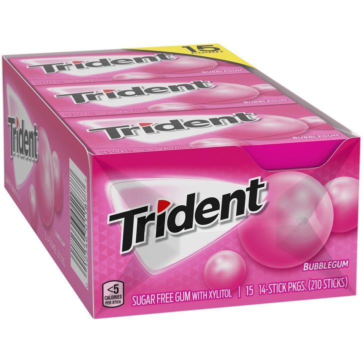 Trident Sugar Free Gum, Bubblegum, 14 Pieces, 15-count