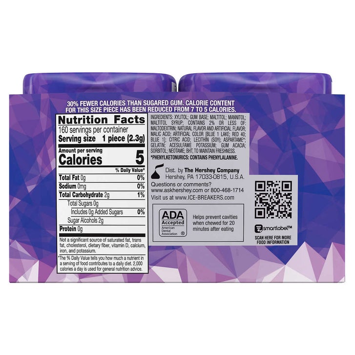 Ice Breakers Ice Cubes Sugar Free Gum, Arctic Grape, 40 pieces, 4 ct, 160 pieces