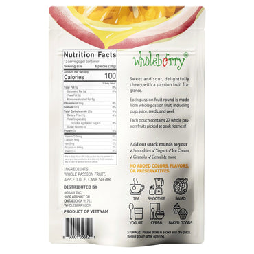 Wholeberry Passion Fruit Snack Rounds, 12 Ounces