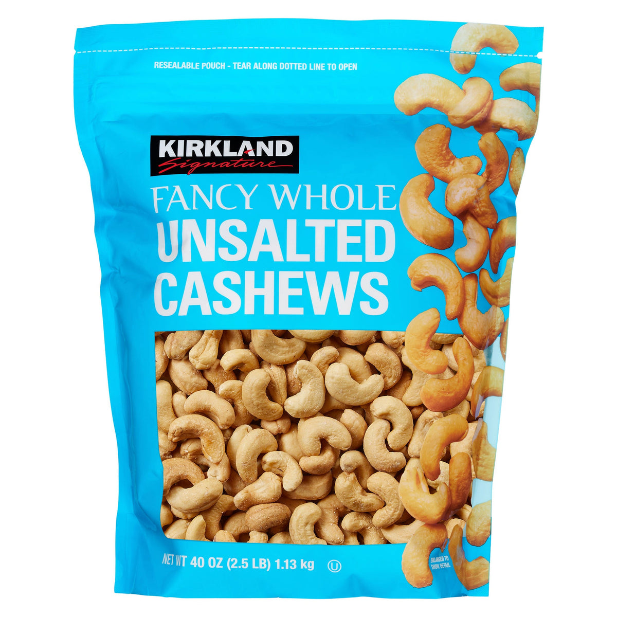 Kirkland Signature Fancy Whole Cashews, Unsalted, 2.5 lbs