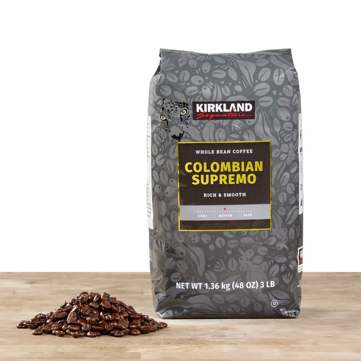 Kirkland Signature Colombian Supremo Coffee, Whole Bean, 3 lbs