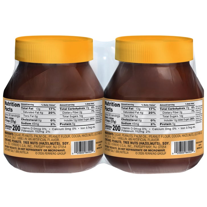 Nutella Peanut Spread with Cocoa, 26.5 oz, 2-count