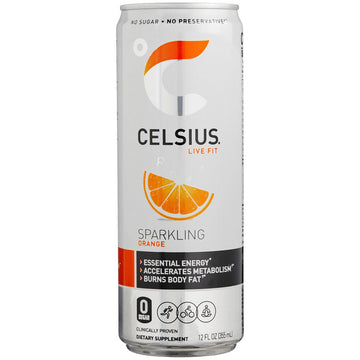 CELSIUS Energy Drink, Sparkling Orange, 12 fl oz, 24 ct