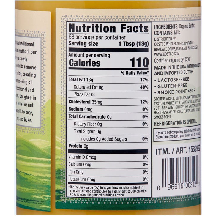Kirkland Signature Organic Ghee Clarified Butter, 27 oz