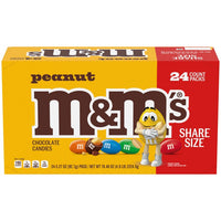 M&M's Chocolate Candy, Peanut, Share Size, 3.27 oz, 24-count
