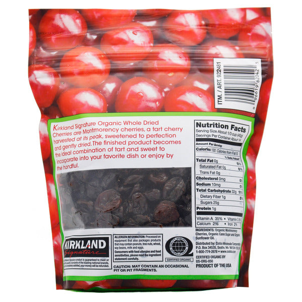 Kirkland Signature Organic Dried Tart Montmorency Cherries, 1 lb 4 oz