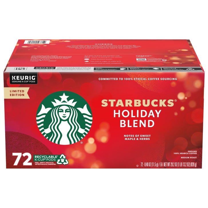 Starbucks K-Cup Coffee Pods 72ct, Limited Edition Holiday Blend Medium Roast Coffee, 100% Arabica