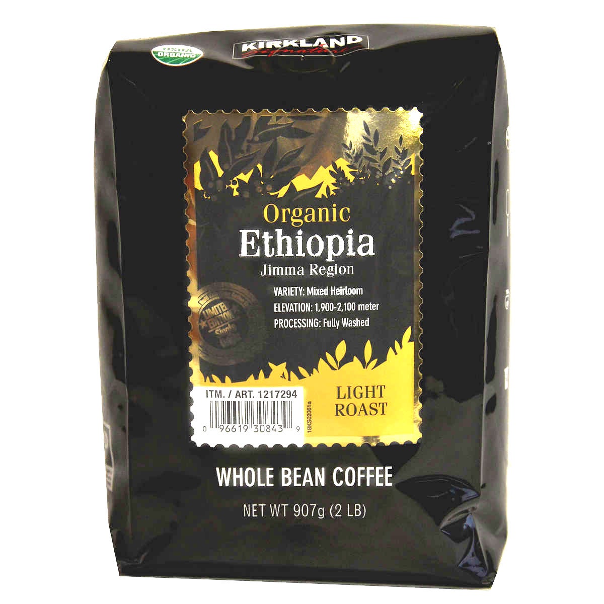 Kirkland Signature Organic Ethiopia Whole Bean Coffee, 2 lbs