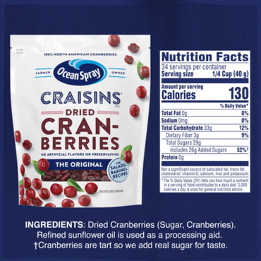 Ocean Spray Craisins, Original Dried Cranberries, 48 oz.