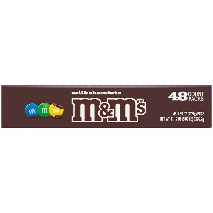 M&M's Milk Chocolate Candy, Full Size, 1.69 oz, 48-count