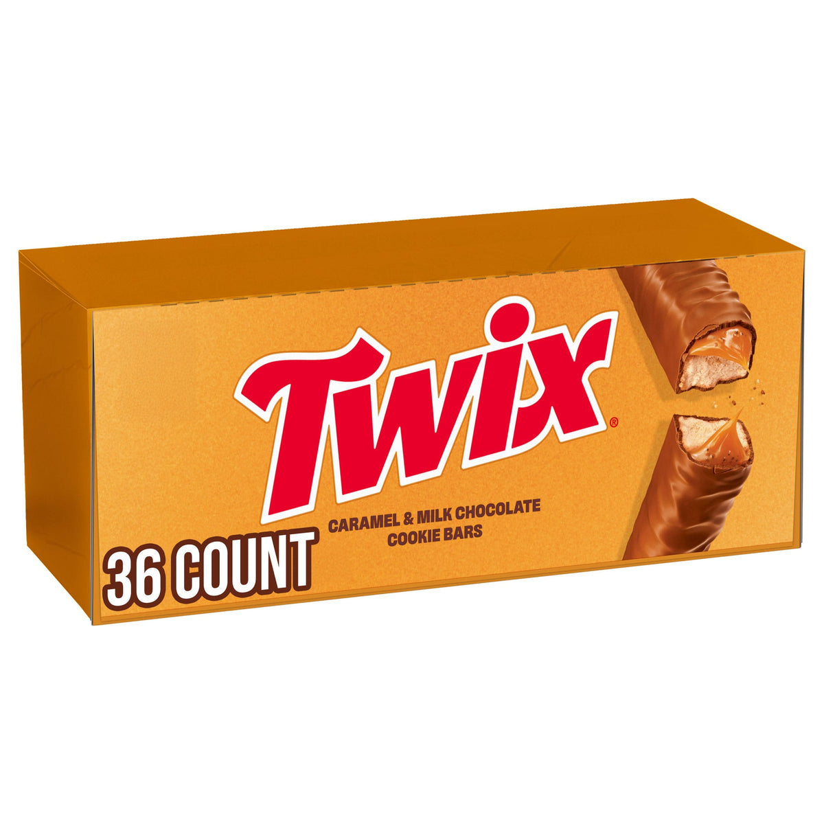 Twix Caramel Cookie Chocolate Candy Bar, Full Size, 1.79 oz, 36-count
