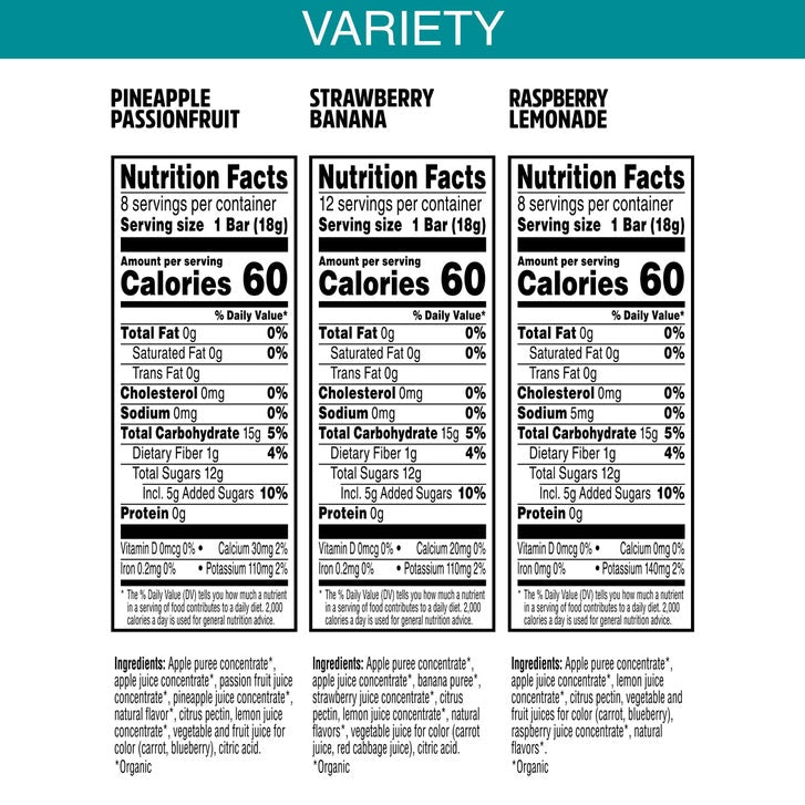 Pure Organic Layered Fruit Bars, Variety Pack,  0.63 oz, 28-count