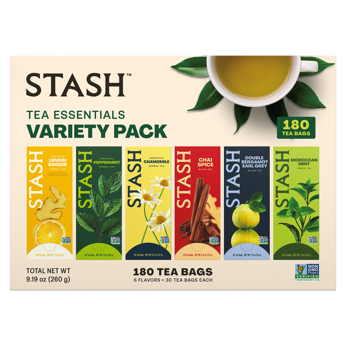 Stash Tea Essentials, Variety Pack, 180-count