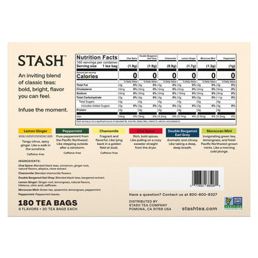 Stash Tea Essentials, Variety Pack, 180-count