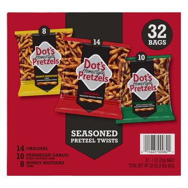 Dot's Homestyle Seasoned Pretzel Twists, Variety Pack, 1 oz, 32-count