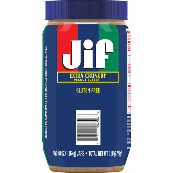 Jif Extra Crunchy Peanut Butter, 48 oz, 2 ct