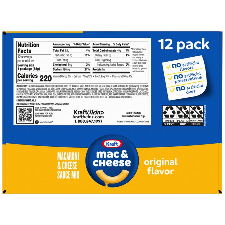 Kraft, Macaroni & Cheese Dinner Cup, 2.05 oz, 12-Count