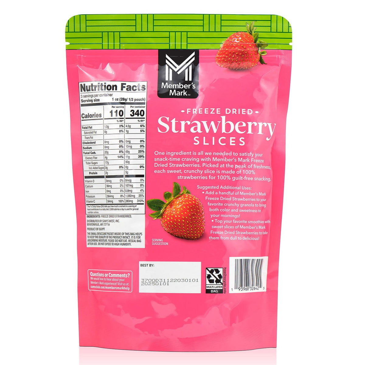 Member's Mark Freeze Dried Strawberry Slices, 3 oz.