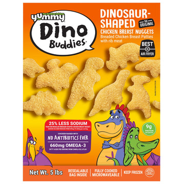 Dino Buddies Yummy Dino Buddies Dinosaur-Shaped Chicken Breast Nuggets, 5 lbs