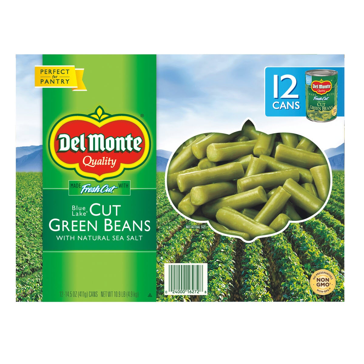 Del Monte, Canned Cut Green Beans, 14.5 oz, 12-Count