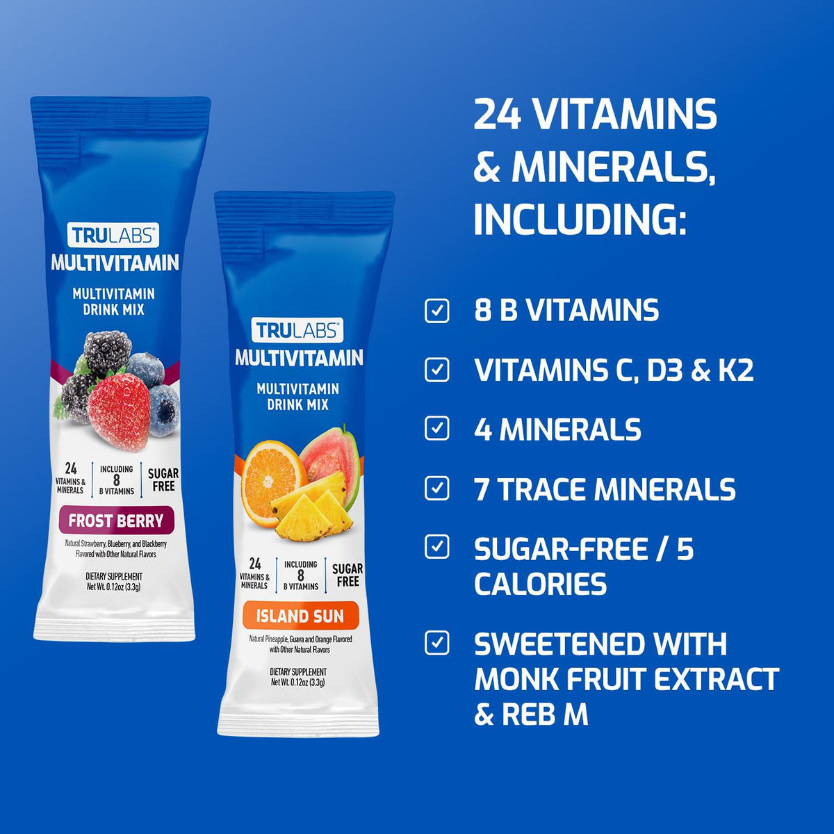 TruLabs Multivitamin Drink Mix Powder Island Sun and Frost Berry 30 ct.