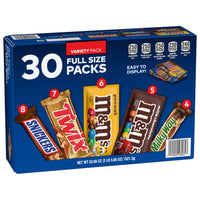 M&M's, Snickers and More Chocolate Candy Bars, Variety Pack, 30-count