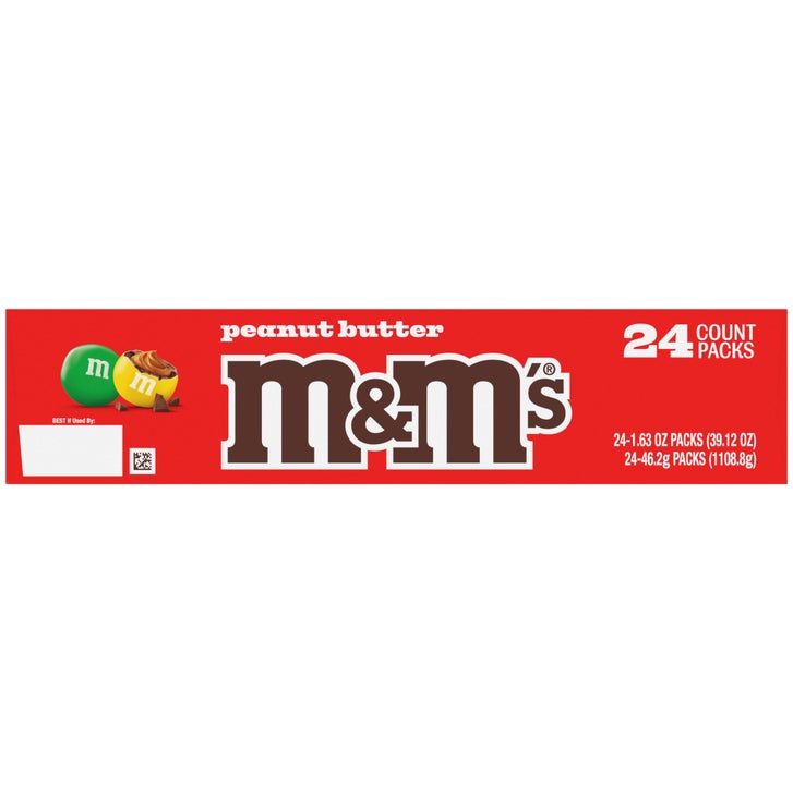 M&M's Chocolate Candy, Peanut Butter, Full Size 1.63 oz, 24-count