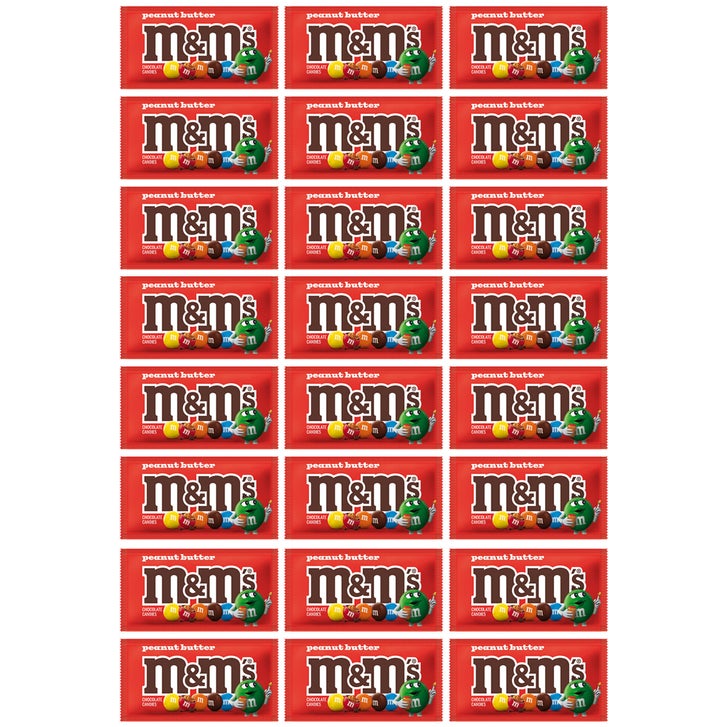 M&M's Chocolate Candy, Peanut Butter, Full Size 1.63 oz, 24-count