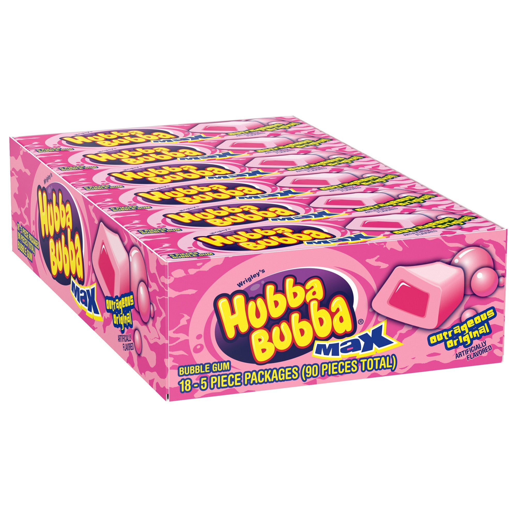 Hubba Bubba Max Chewing Gum, Original Bubble Gum, 5-pieces, 18-count