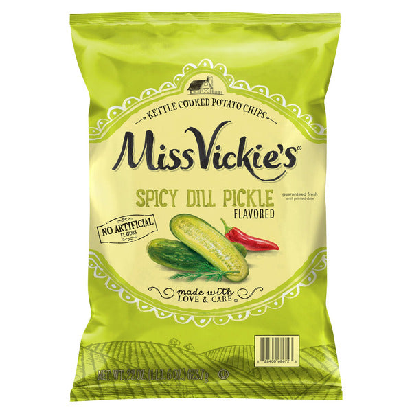 Miss Vickie's Kettle Cooked Potato Chips, Spicy Dill Pickle, 22 oz