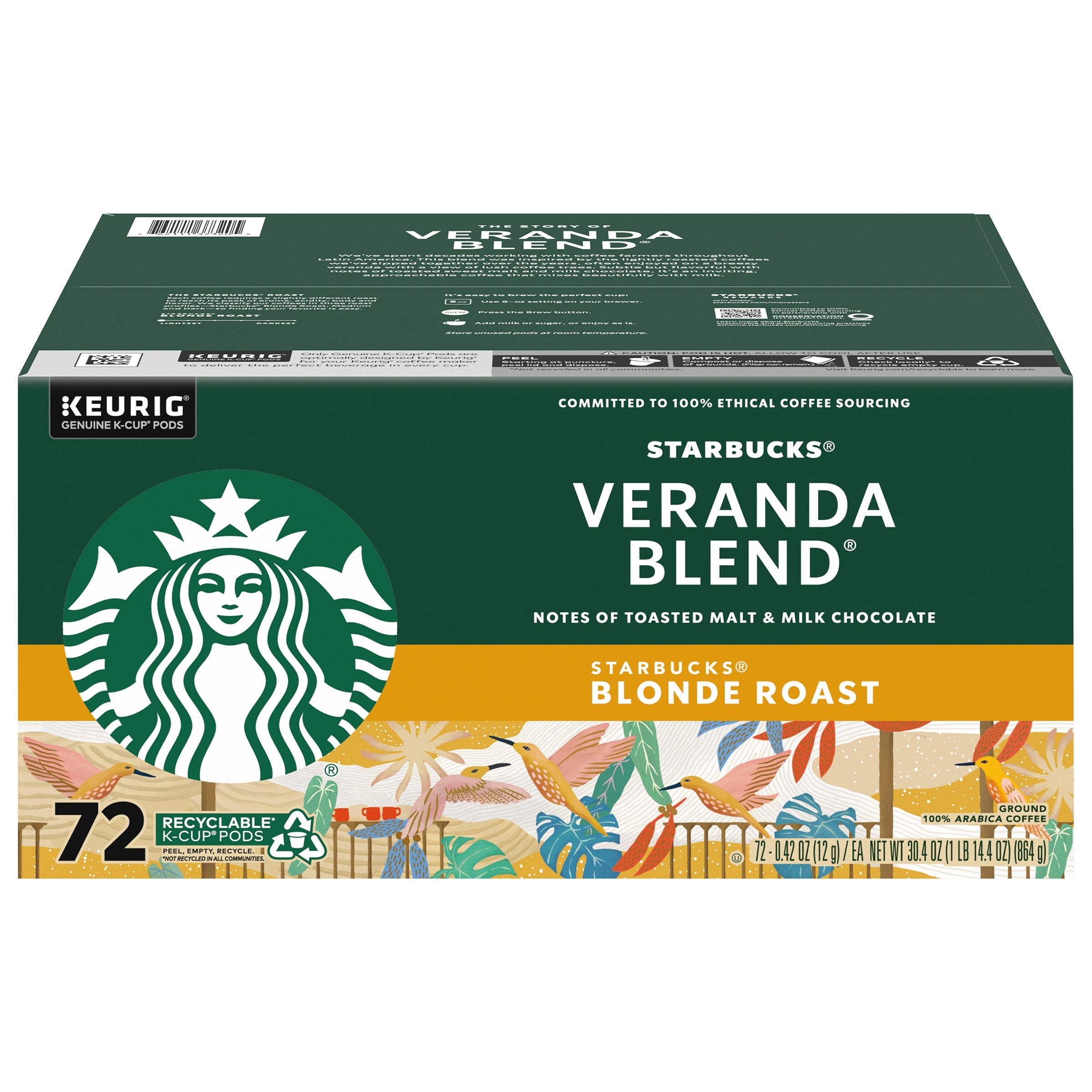Starbucks Veranda Blend Blonde Roast K-Cup Pods, 72 Count